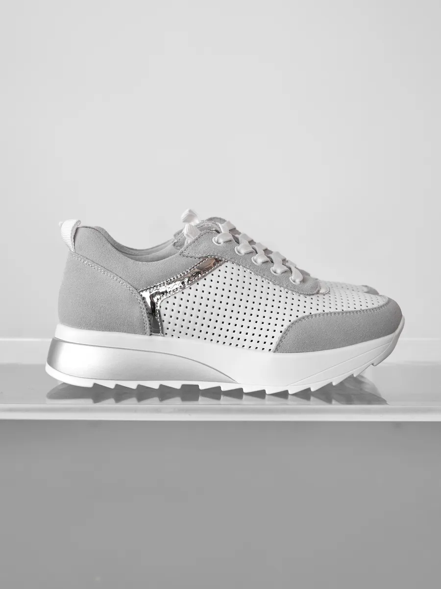 Кроссовки женские летние белые дышащие на платформе FB218-020