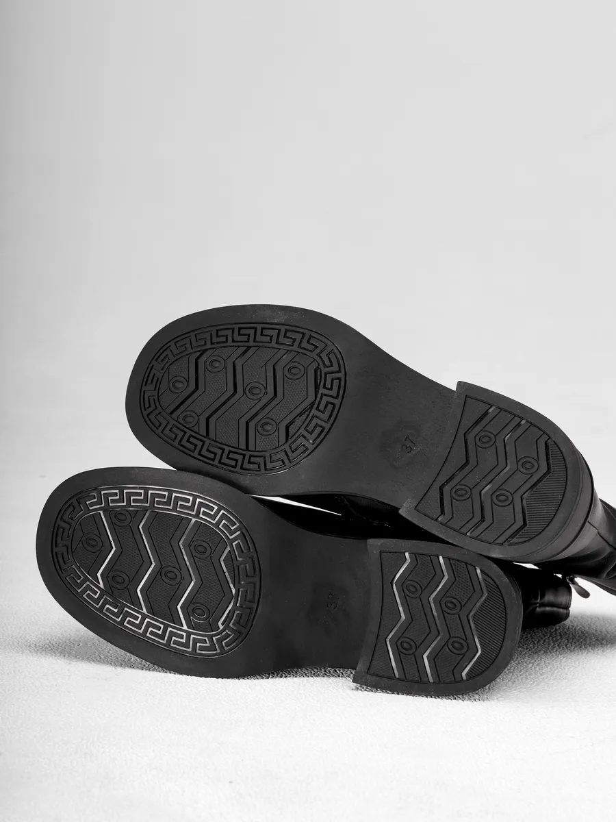 Cапожки женские зимние короткие натуральная кожа на каблуке 25-WPE21-15-101k