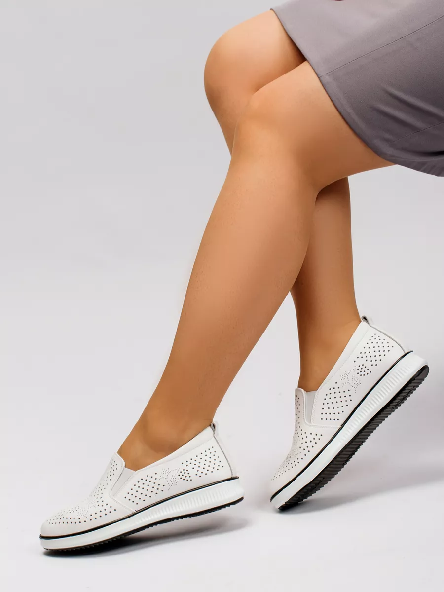 Мокасины на танкетке натуральная кожа дышащие EH115-010