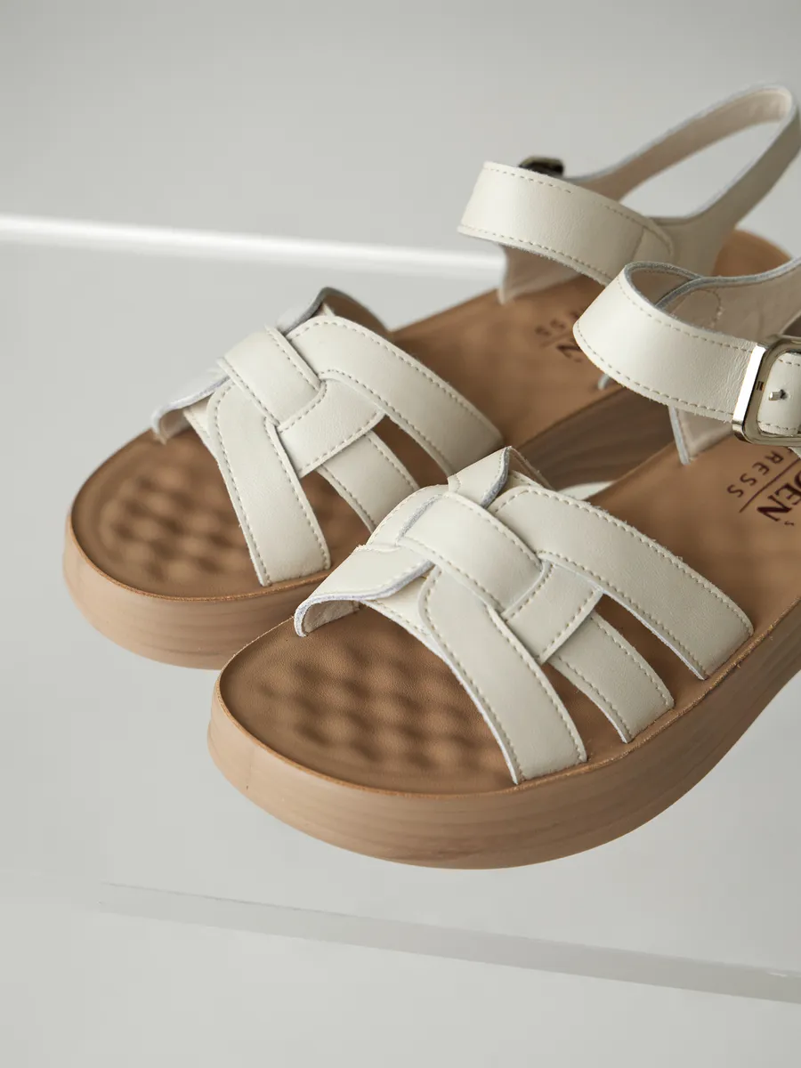 Босоножки женские летние натуральная кожа на низком каблуке EH340-021