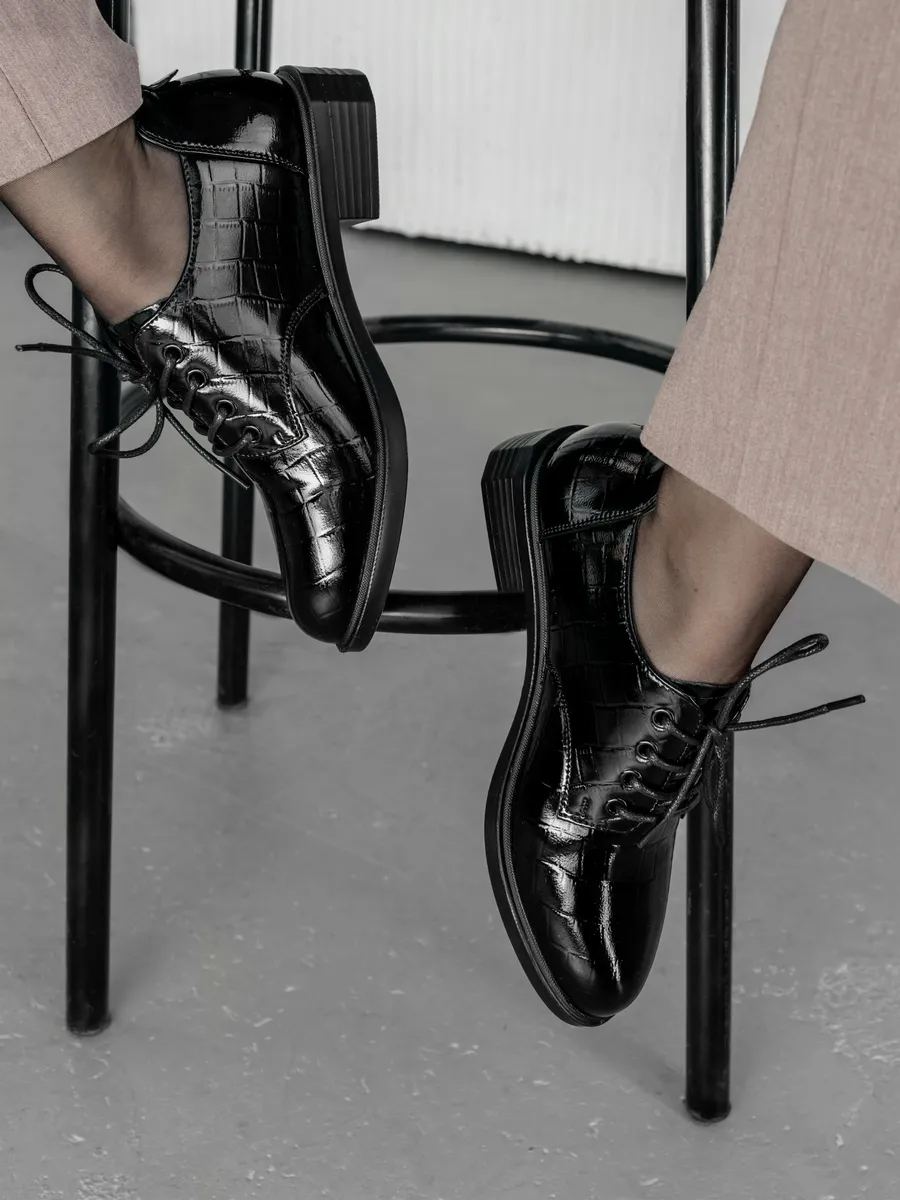 Туфли женские осенние на низком каблуке натуральная кожа CV045-190