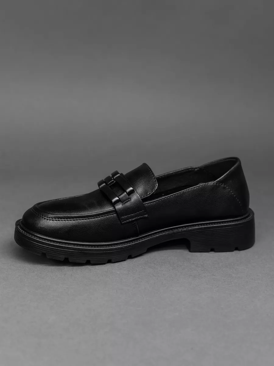 Лоферы женские натуральная кожа осенние черные GC053-010