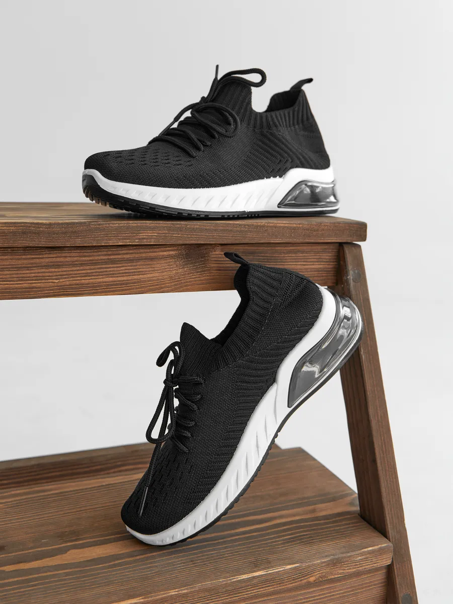 Кроссовки женские летние черные дышащие TEX-13-3