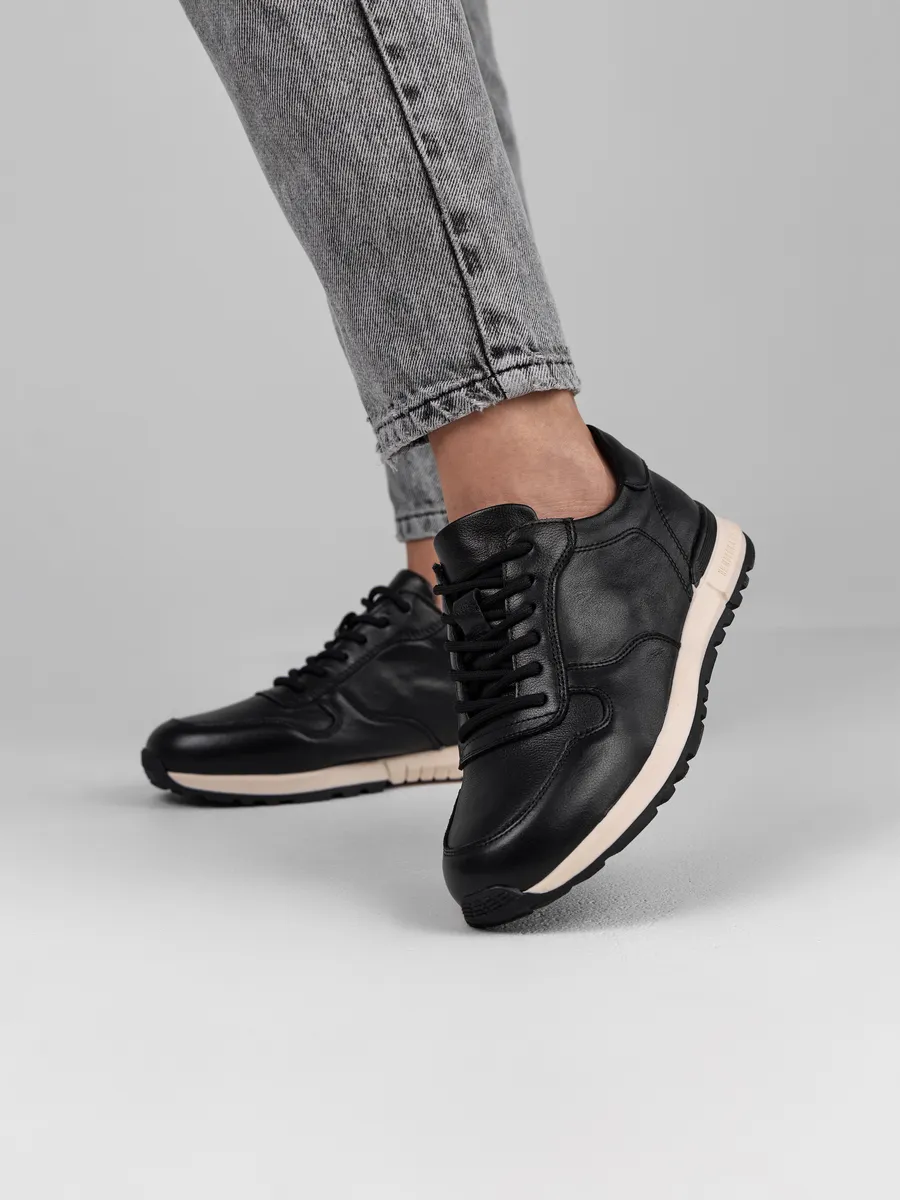 Кроссовки женские демисезонные натуральная кожа черные RW201-010k