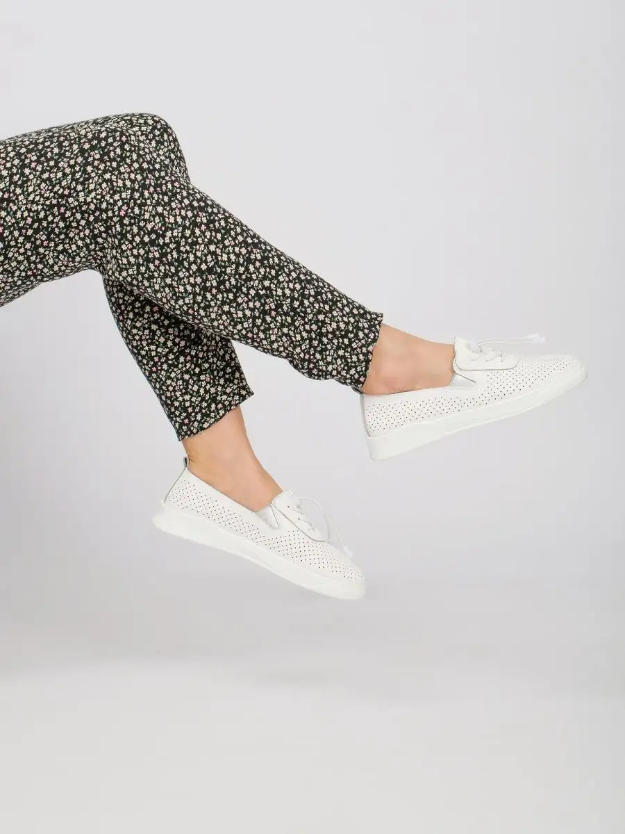 Мокасины женские натуральная кожа летние белые дышащие N231-LR-03-B