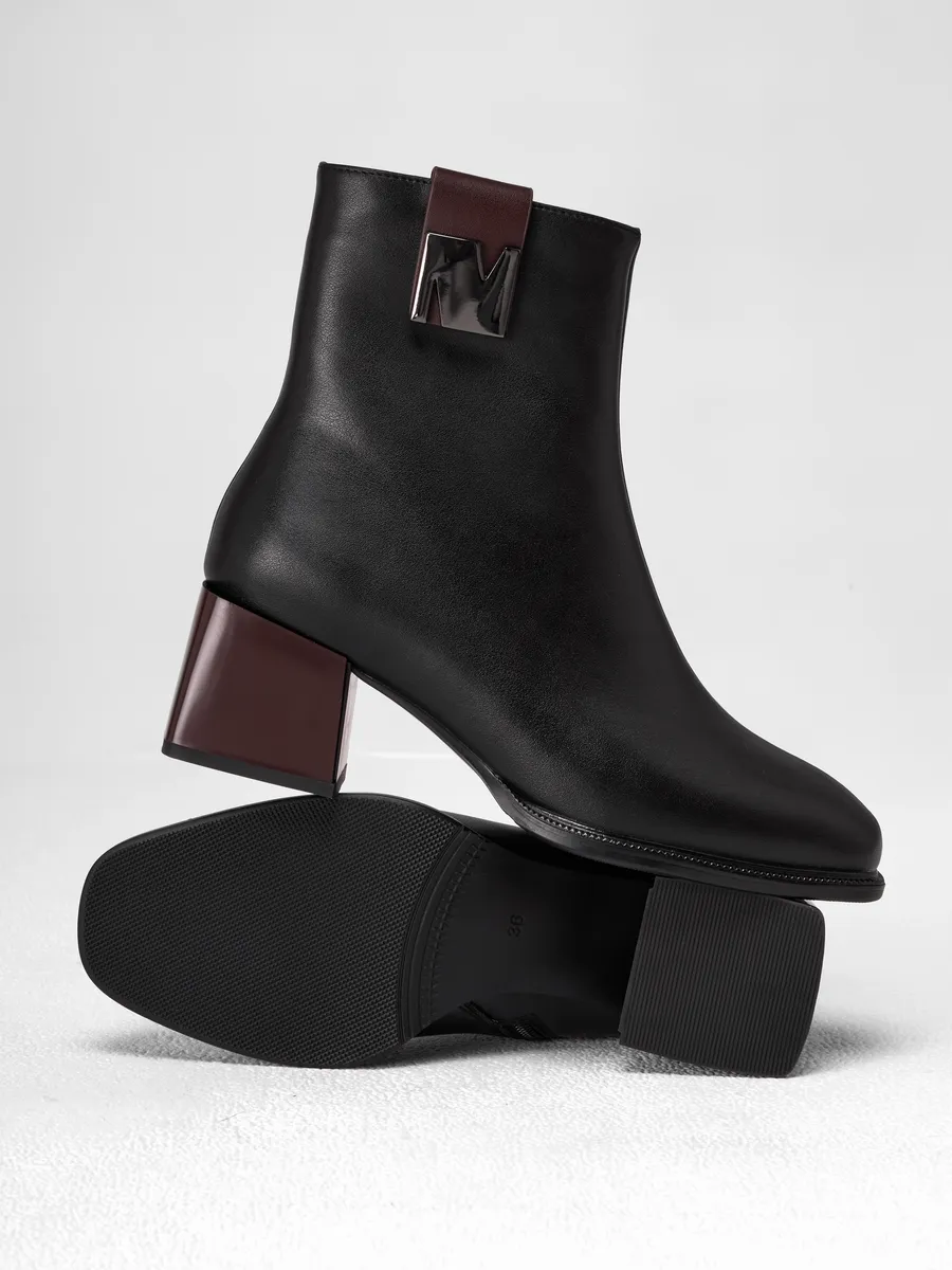 Ботильоны женские демисезонные натуральная кожа на каблуке SOU-52033-1A-SB