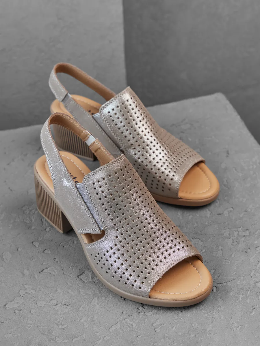 Босоножки женские летние на каблуке натуральная кожа кожаные HX056-023K