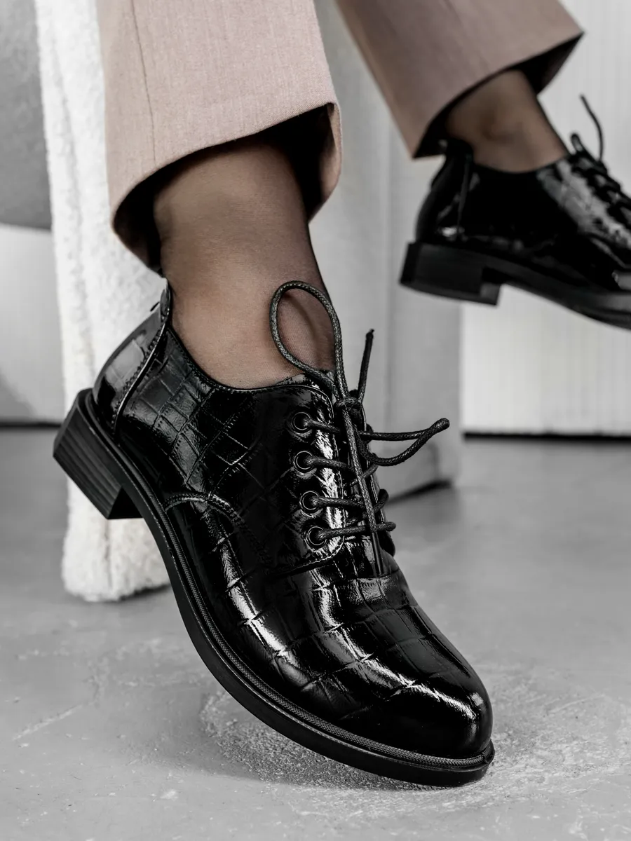 Туфли женские осенние на низком каблуке натуральная кожа CV045-190