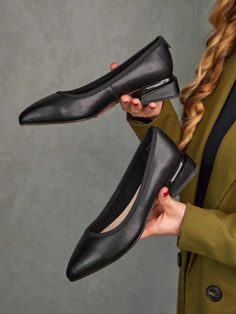 Туфли осенние лодочки на низком каблуке 32C9-90-101