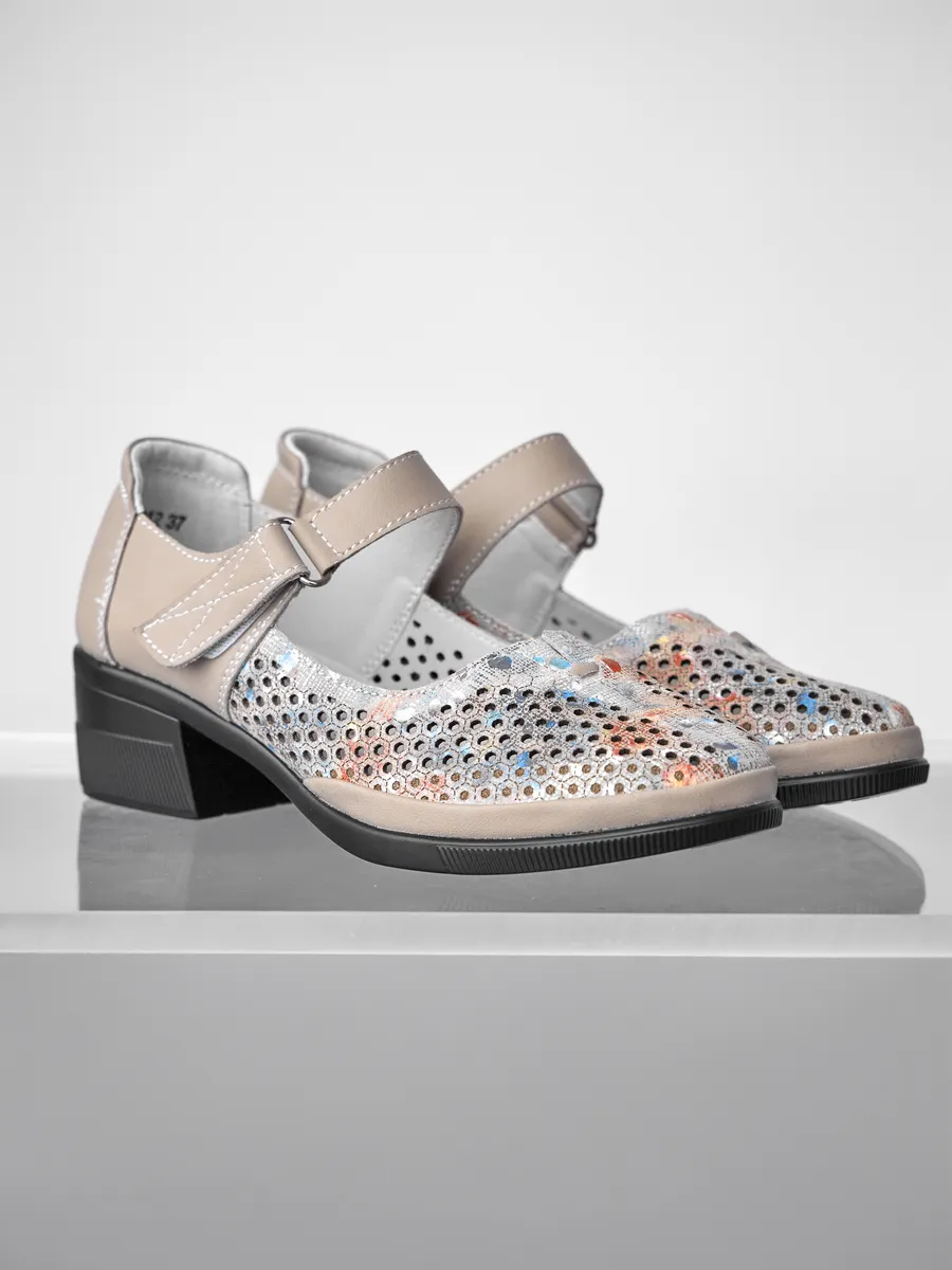 Туфли женские на низком каблуке натуральная кожа HX142-012Lk