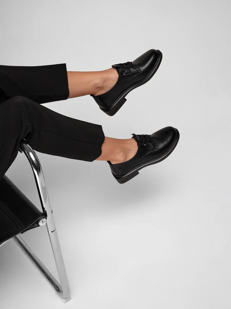 Туфли женские осенние на низком каблуке натуральная кожа EH119-130