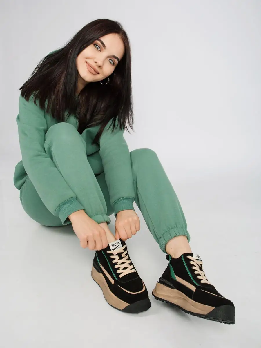 Кроссовки женские натуральная замша осенние на платформе AS50523-1