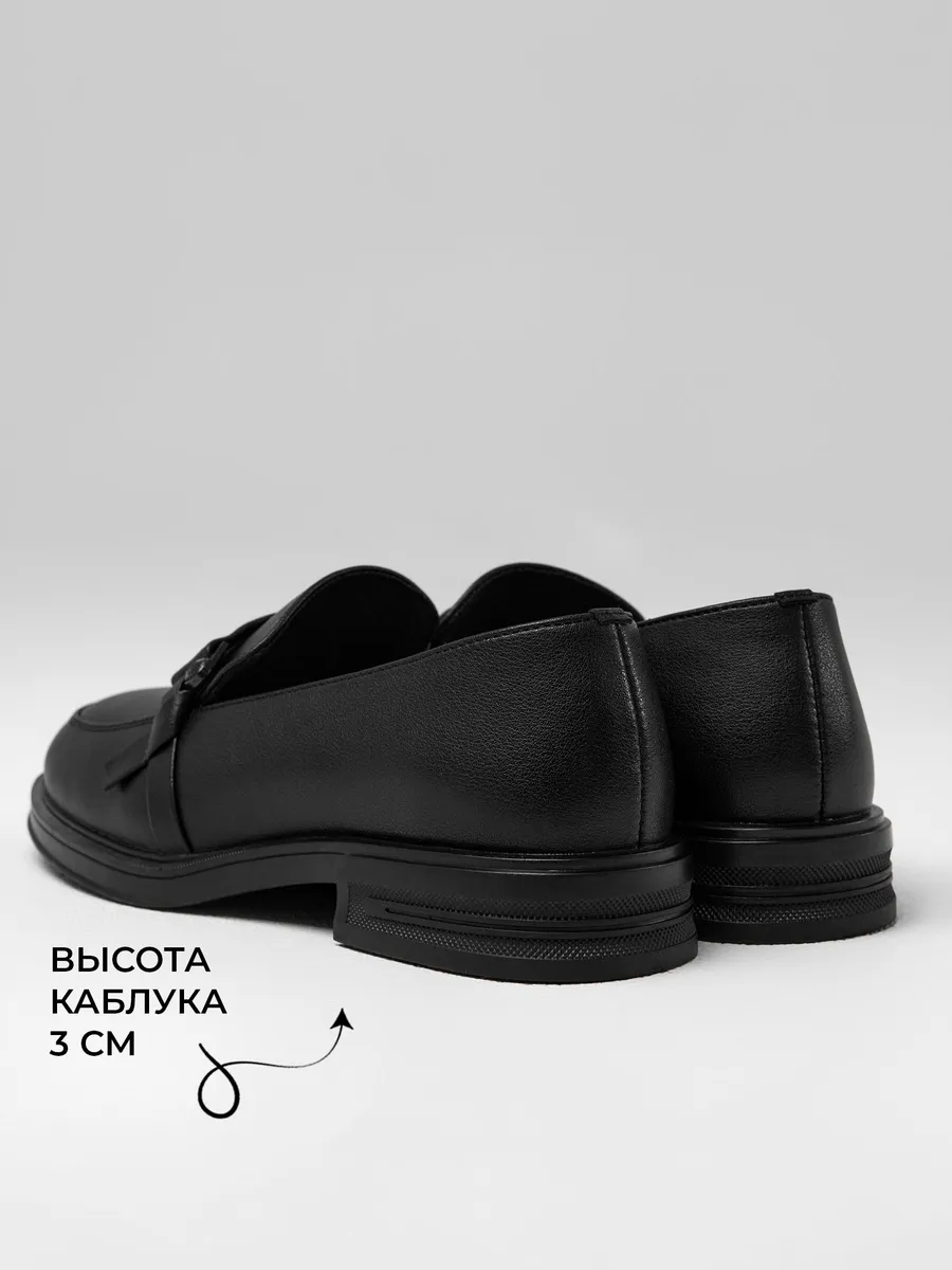 Лоферы женские натуральная кожа черные на каблуке XDN-52599-4A-ST