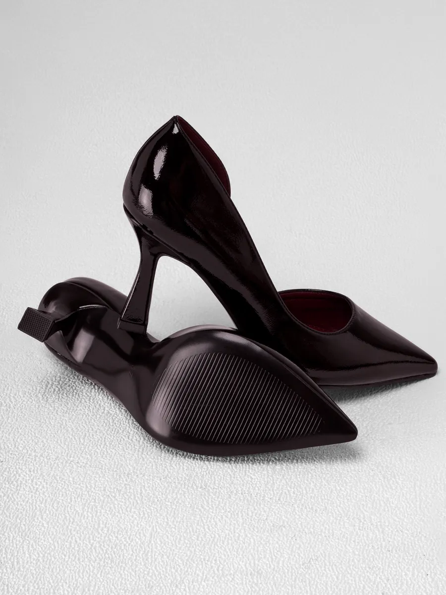 Туфли женские на каблуке вечерние лакированные черные HIR-52511-1A-AP