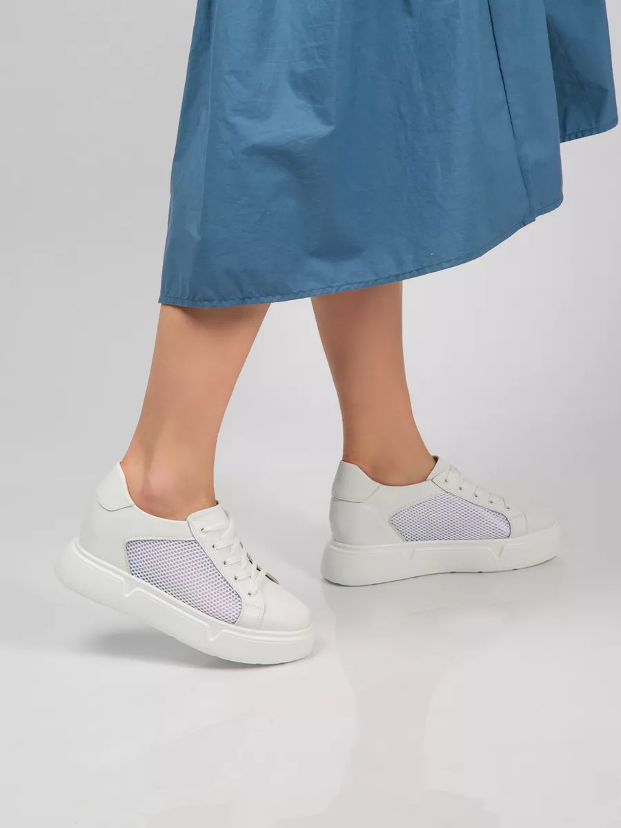 Кеды женские белые натуральная кожа летние на платформе FL068-2