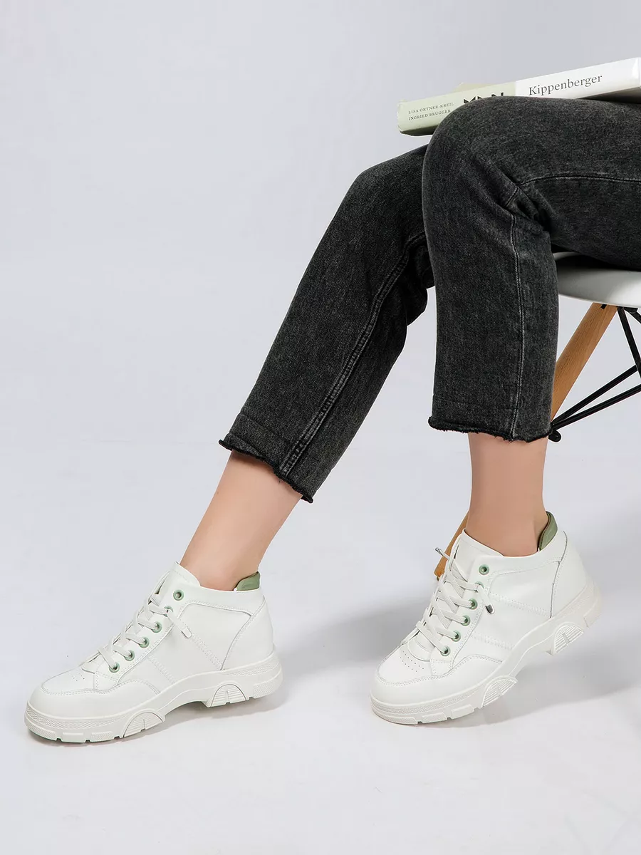 Кроссовки женские натуральная кожа белые на платформе XJU-22442-2B-SP-K