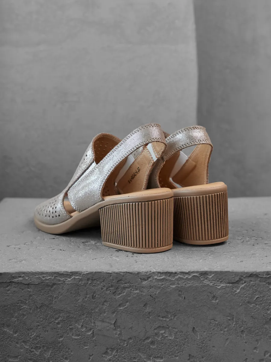 Босоножки женские летние на каблуке натуральная кожа кожаные HX056-023K