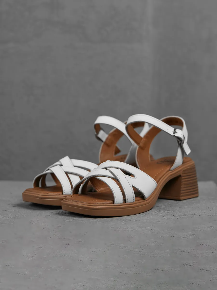 Босоножки женские летние натуральная кожа на каблуке UXH-51100-2B-SPk