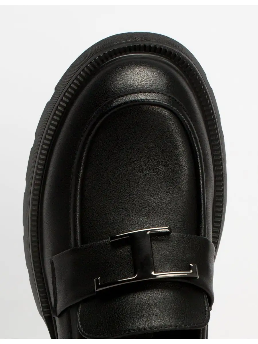 Лоферы женские натуральная кожа осенние на платформе черные 22R3-21-101