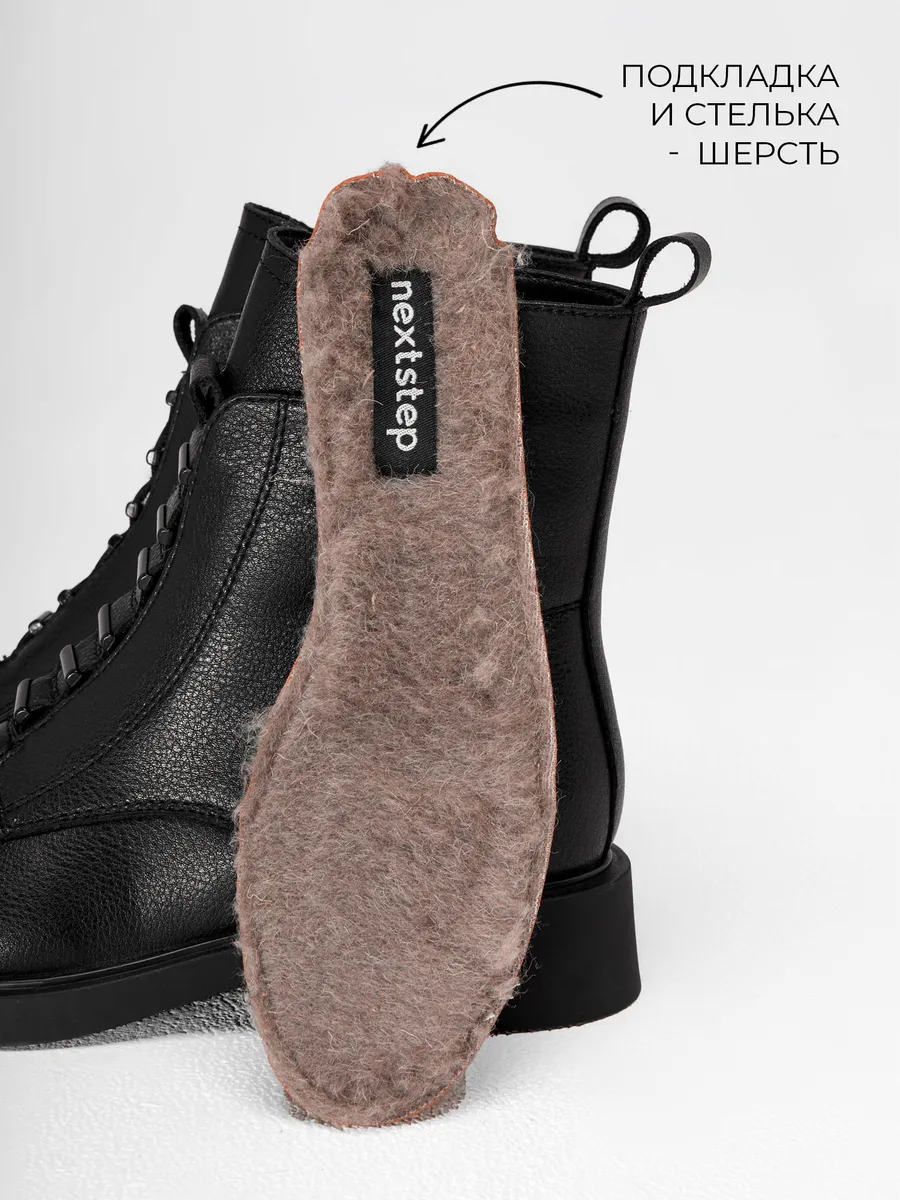 Ботинки женские зимние натуральная кожа на каблуке черные 25-ZBA9-3-101