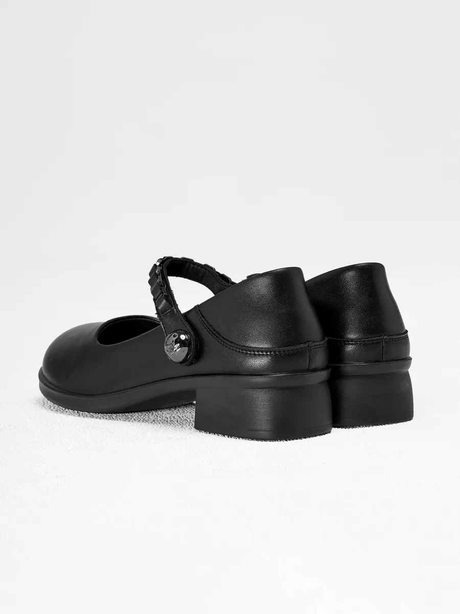 Туфли женские натуральная кожа на каблуке черные 5C15163-1