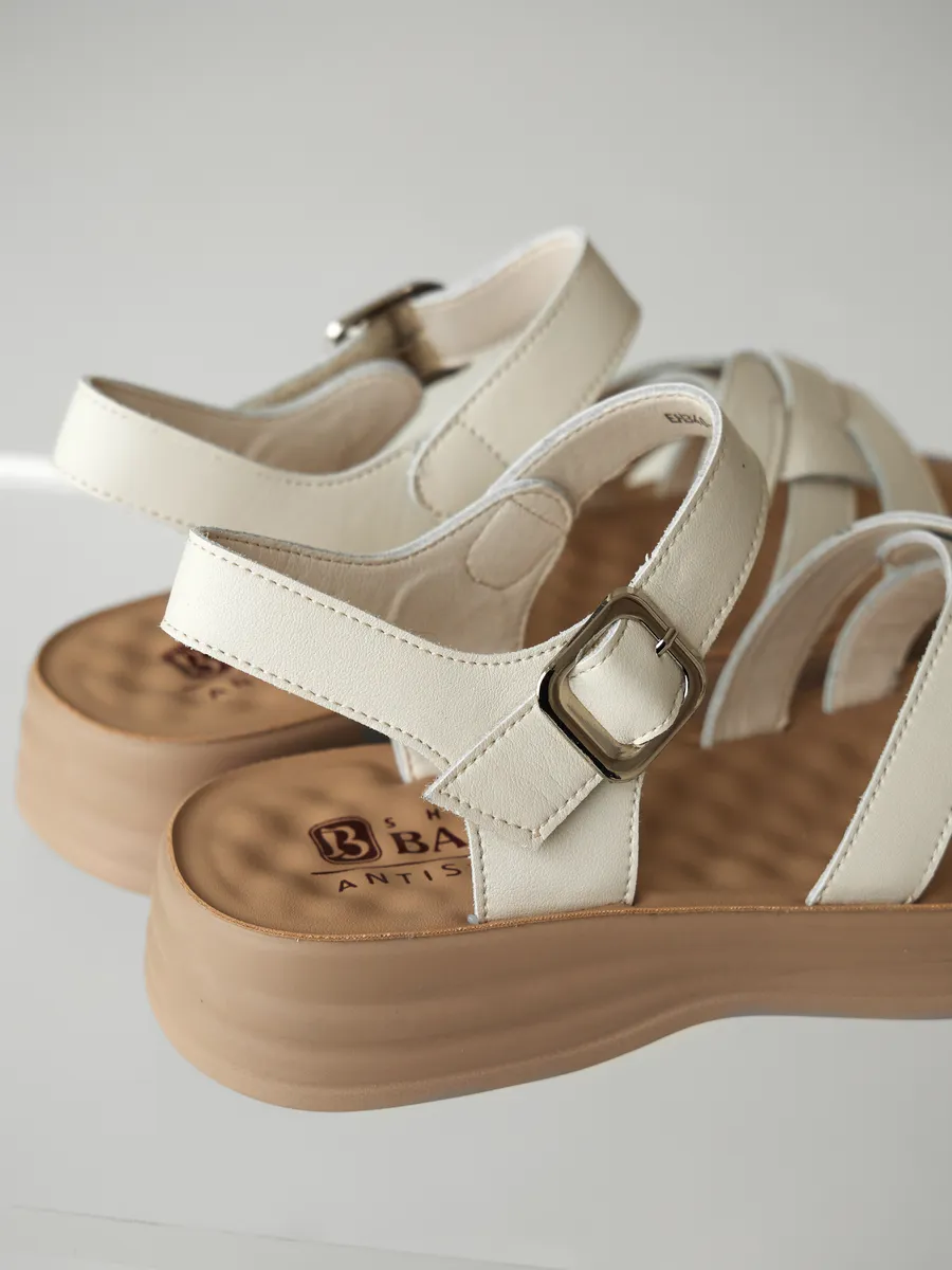 Босоножки женские летние натуральная кожа на низком каблуке EH340-021