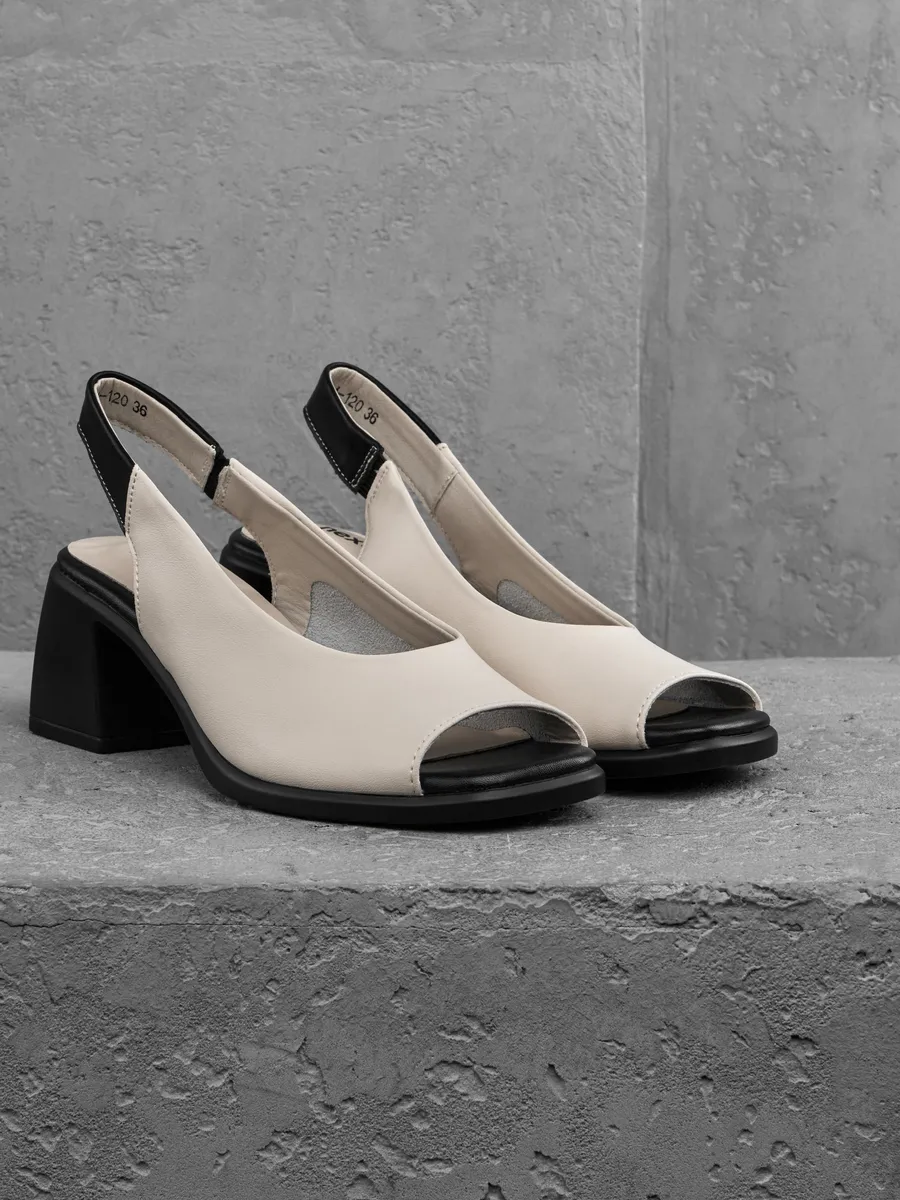 Босоножки женские летние на среднем каблуке натуральная кожа 12W21-4-120