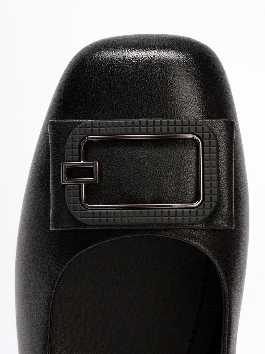 Туфли женские натуральная кожа черные на низком каблуке EH282-010K