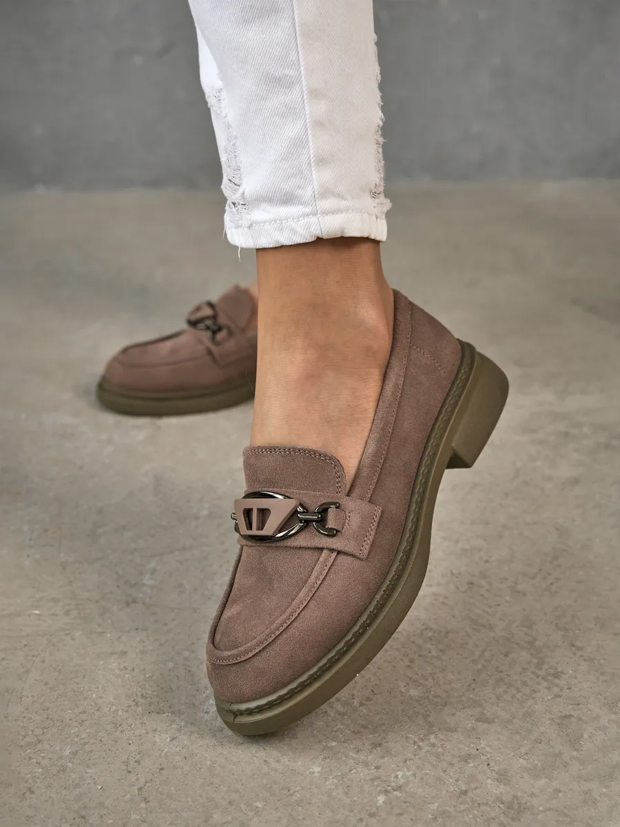 Лоферы женские замшевые натуральные на платформе 51-TZU3-13-210