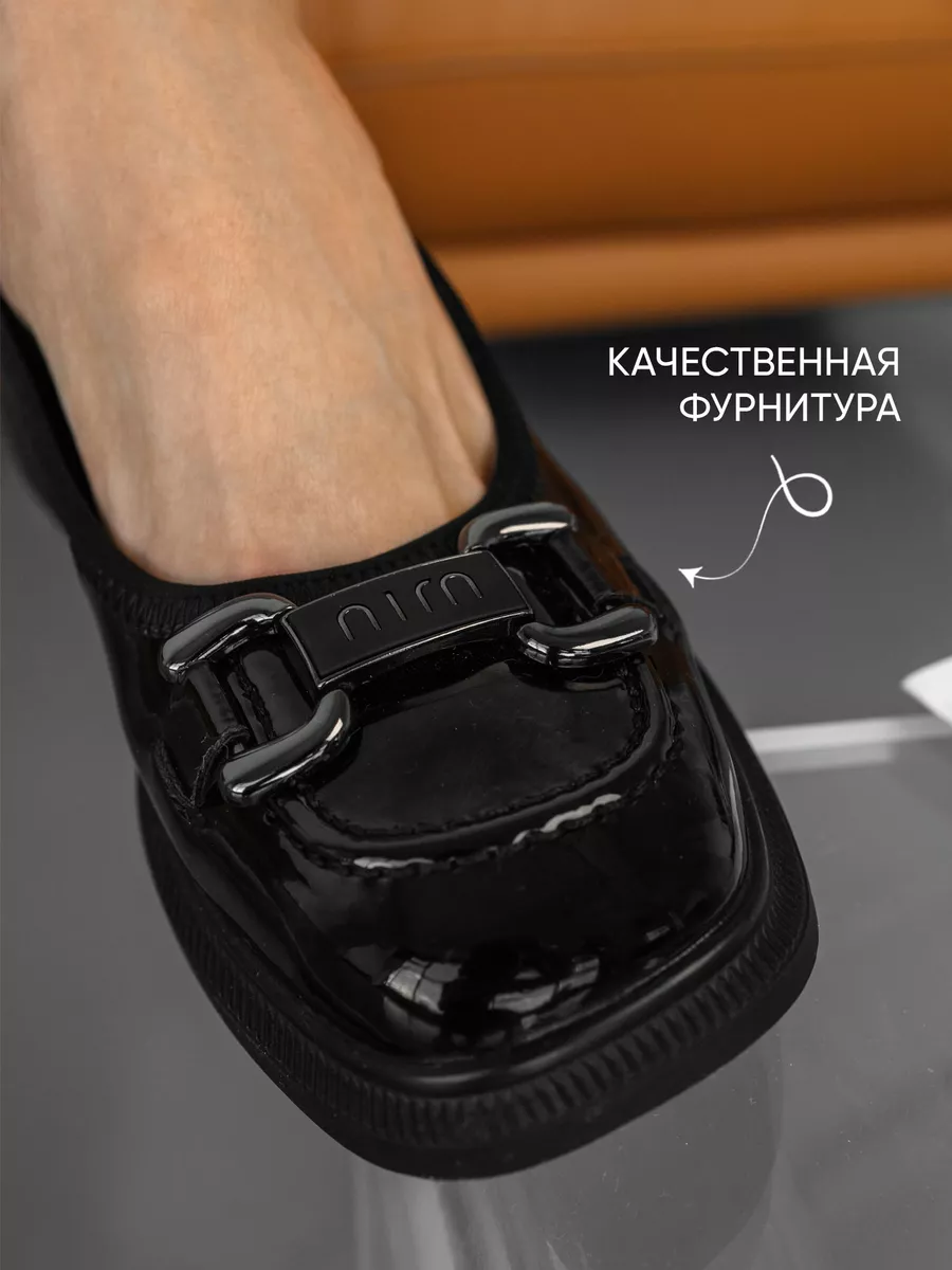 Туфли женские натуральная кожа на низком каблуке черные XYL-42102-1A-SP