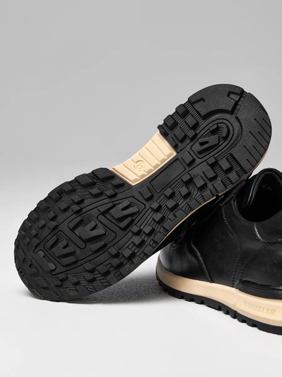 Кроссовки женские демисезонные натуральная кожа черные RW201-010k