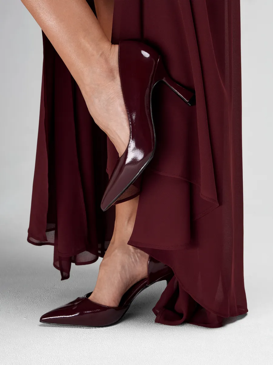 Туфли женские на каблуке вечерние лакированные бордовые HIR-52511-1E-AP
