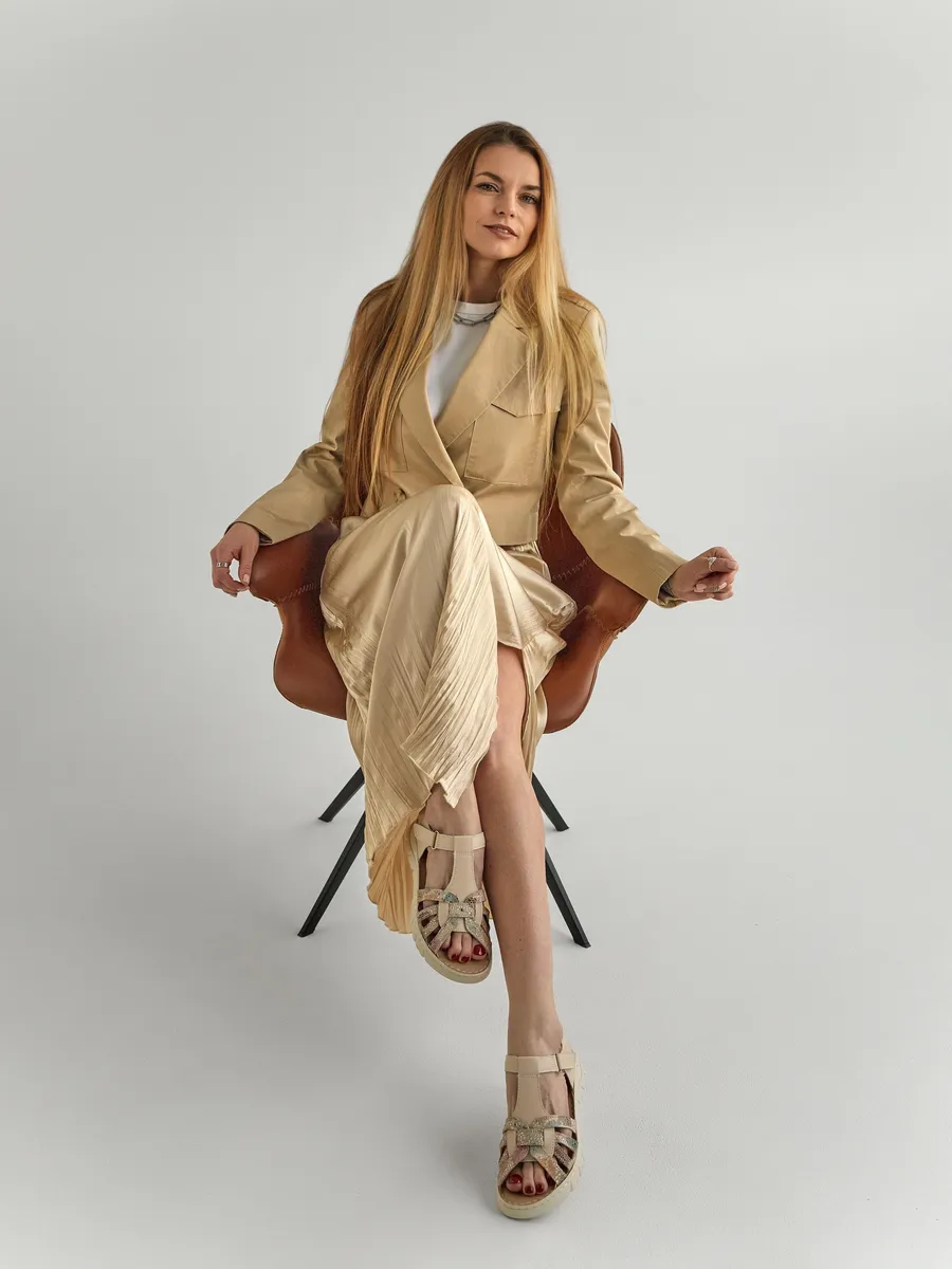 Босоножки женские летние натуральная кожа без каблука RN247-013