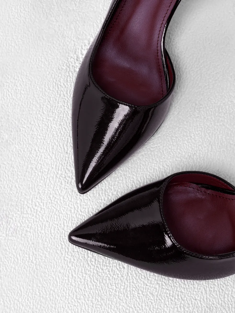 Туфли женские на каблуке вечерние лакированные черные HIR-52511-1A-AP